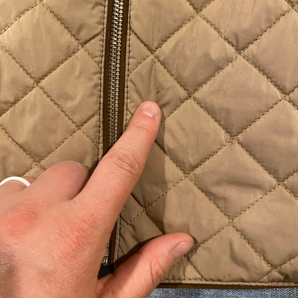 Zara Woman Tan Quilted Puffer Vest Camel Gold Zip Ribbed Sides Size Medium - Picture 3 of 10
